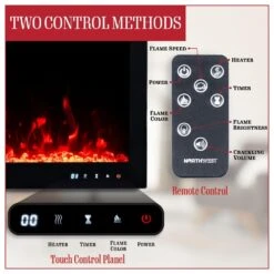 42 In. L X 5 In. W Wall Mount Electric Fireplace With Remote In Black -Fire Place Store 42 in black northwest freestanding electric fireplaces 80 bef 42w 44 1000