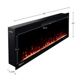 42 In. L X 5 In. W Wall Mount Electric Fireplace With Remote In Black -Fire Place Store 42 in black northwest freestanding electric fireplaces 80 bef 42w fa 1000