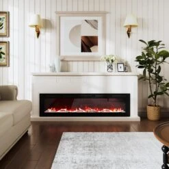 CLIHOME 72 In. 1500W Wall Mounted Installation Electric Fireplace In Black With Multicolor Flame 18 CLIHOME 72 In. 1500W Wall Mounted Installation Electric Fireplace In Black With Multicolor Flame -Fire Place Store 72 inch 1500w wall mounted installation electric fireplace in black with multicolor flame clihome wall mounted electric fireplaces cl zhx rfp 72 44 1000