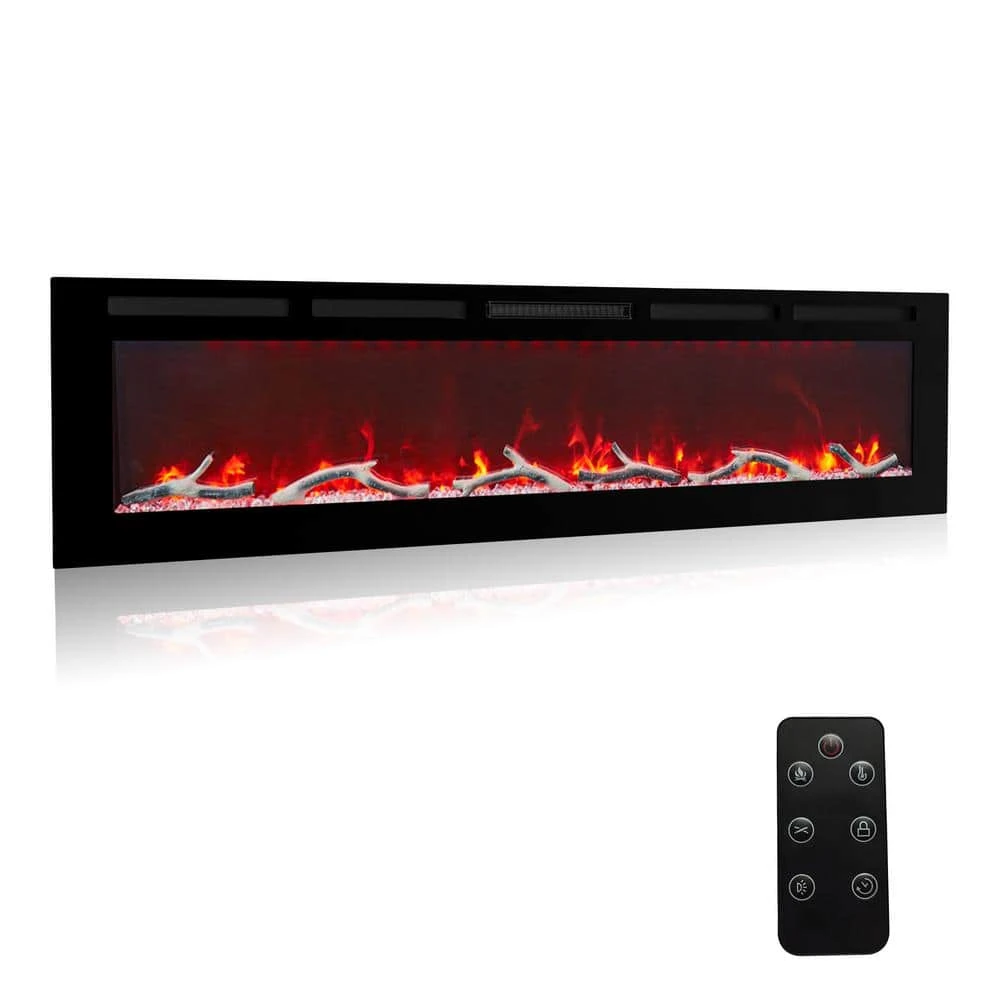 CLIHOME 72 In. 1500W Wall Mounted Installation Electric Fireplace In Black With Multicolor Flame 6 CLIHOME 72 In. 1500W Wall Mounted Installation Electric Fireplace In Black With Multicolor Flame - Image 6