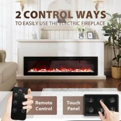 CLIHOME 72 In. 1500W Wall Mounted Installation Electric Fireplace In Black With Multicolor Flame 14 CLIHOME 72 In. 1500W Wall Mounted Installation Electric Fireplace In Black With Multicolor Flame -Fire Place Store 72 inch 1500w wall mounted installation electric fireplace in black with multicolor flame clihome wall mounted electric fireplaces cl zhx rfp 72 66 1000