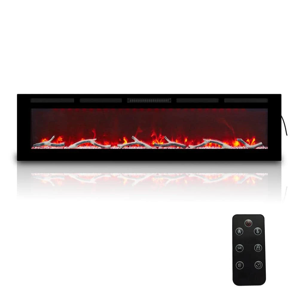 CLIHOME 72 In. 1500W Wall Mounted Installation Electric Fireplace In Black With Multicolor Flame 5 CLIHOME 72 In. 1500W Wall Mounted Installation Electric Fireplace In Black With Multicolor Flame - Image 5