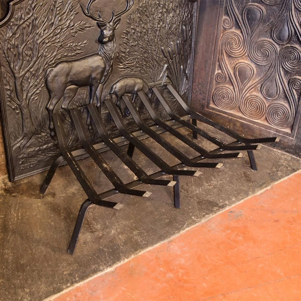 28 In. Black Sturdy Non-Tapered Fireplace Grate For Logs 2 28 In. Black Sturdy Non-Tapered Fireplace Grate For Logs - Image 2