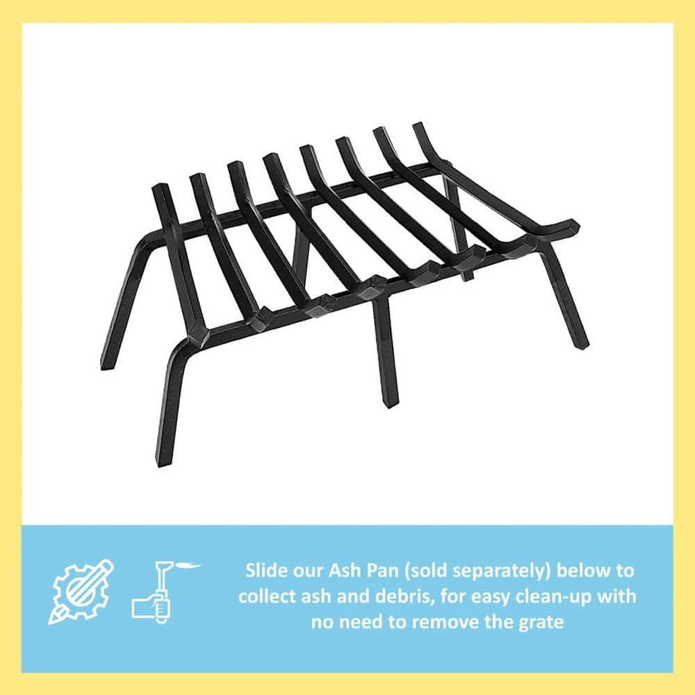 28 In. Black Sturdy Non-Tapered Fireplace Grate For Logs 6 28 In. Black Sturdy Non-Tapered Fireplace Grate For Logs - Image 6