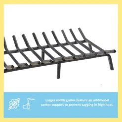 36 In. L Black Sturdy Non-Tapered Fireplace Grate For Logs -Fire Place Store achla designs fireplace grates fg6 36ntc 4f 1000