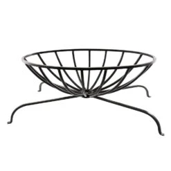 13 In. Tall X 32 In. L Black Oval Wrought Iron Basket Grate For Fireplace Logs