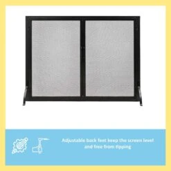 30 In. Tall Graphite 1-Panel Classic Flat Fireplace Screen With Doors -Fire Place Store achla designs fireplace screens s 63 1f 1000