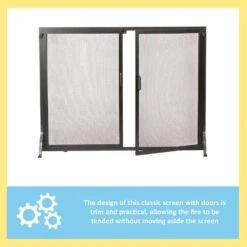 30 In. Tall Graphite 1-Panel Classic Flat Fireplace Screen With Doors -Fire Place Store achla designs fireplace screens s 63 4f 1000