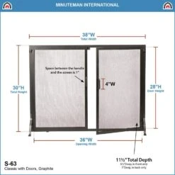 30 In. Tall Graphite 1-Panel Classic Flat Fireplace Screen With Doors -Fire Place Store achla designs fireplace screens s 63 fa 1000