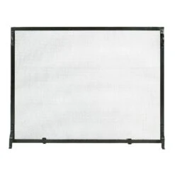 38 In. L Matte Black 1-Panel Plain By Design Flat Fireplace Screen