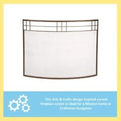 39 In. L Roman Bronze Arts And Crafts Curved Fireplace Screen -Fire Place Store achla designs fireplace screens ss 36z 4f 1000