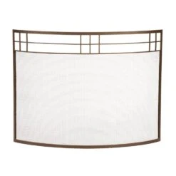 39 In. L Roman Bronze Arts And Crafts Curved Fireplace Screen