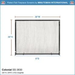 38 In. 1-Panel L Graphite Colonial Flat Fireplace Screen -Fire Place Store achla designs fireplace screens ss 3830 4f 1000