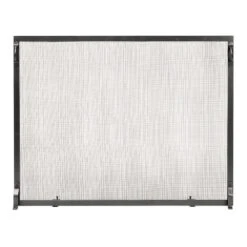 38 In. 1-Panel L Graphite Colonial Flat Fireplace Screen