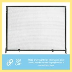 50 In. 1-Panel L Graphite Colonial Flat Fireplace Screen 8 50 In. 1-Panel L Graphite Colonial Flat Fireplace Screen -Fire Place Store achla designs fireplace screens ss 5036 1f 1000