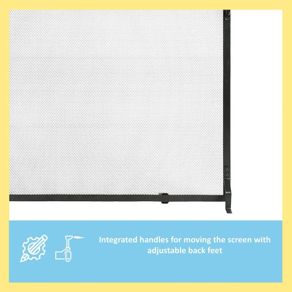 50 In. 1-Panel L Graphite Colonial Flat Fireplace Screen 3 50 In. 1-Panel L Graphite Colonial Flat Fireplace Screen - Image 3