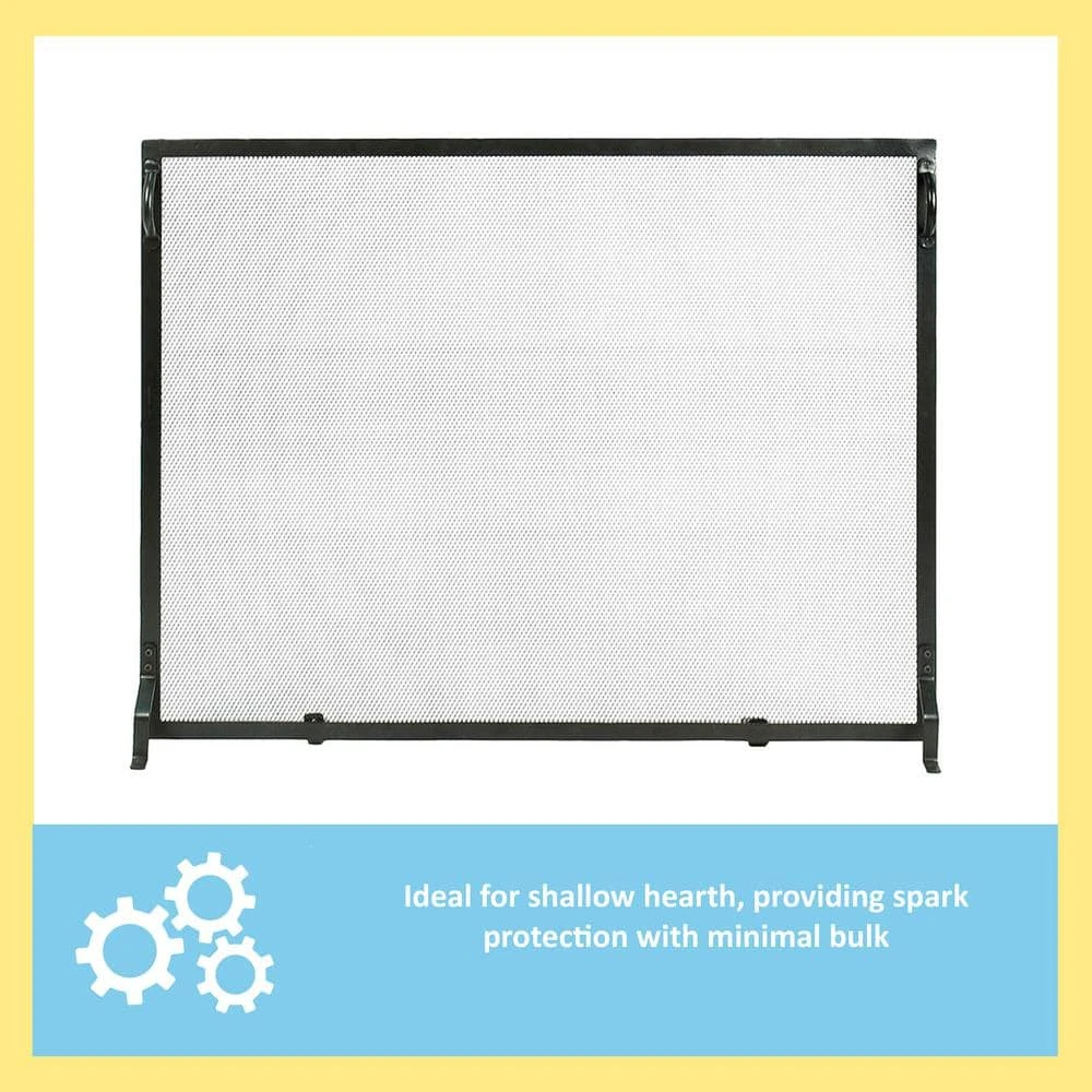 50 In. 1-Panel L Graphite Colonial Flat Fireplace Screen 2 50 In. 1-Panel L Graphite Colonial Flat Fireplace Screen - Image 2