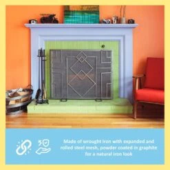 38 In. L Graphite 1-Panel Wright Design Fireplace Screen -Fire Place Store achla designs fireplace screens ssw 17 44 1000