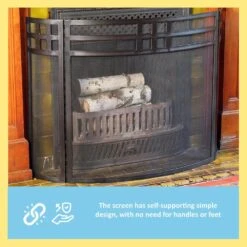 48 In. L, Black Classic Gridwork Curved 3-Paneld Fireplace Screen -Fire Place Store achla designs fireplace screens x800460 1f 1000