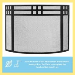 48 In. L, Black Classic Gridwork Curved 3-Paneld Fireplace Screen -Fire Place Store achla designs fireplace screens x800460 44 1000
