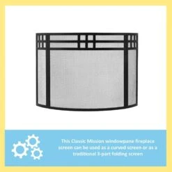 48 In. L, Black Classic Gridwork Curved 3-Paneld Fireplace Screen -Fire Place Store achla designs fireplace screens x800460 fa 1000