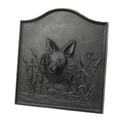 25 In. Tall Black Cast Iron 3 Dimensional Fox Fireback -Fire Place Store achla designs fireplace stove parts cfb 03 4f 1000