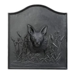 25 In. Tall Black Cast Iron 3 Dimensional Fox Fireback