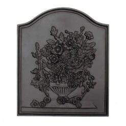 20 In. Tall BlackTraditional Cast Iron Bouquet Fireback