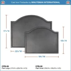 17.75 In. Tall Black Traditional Large Plain Design Fireback -Fire Place Store achla designs fireplace stove parts cfb 09 c3 1000