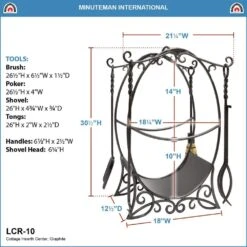 31 In. Tall Graphite Cottage Wood Holder With 4 Tools -Fire Place Store achla designs fireplace tools lcr 10 fa 1000