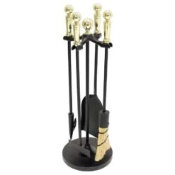 22 In. Tall Polished Brass Paxton 5-Piece Mini Fireplace Tool Set