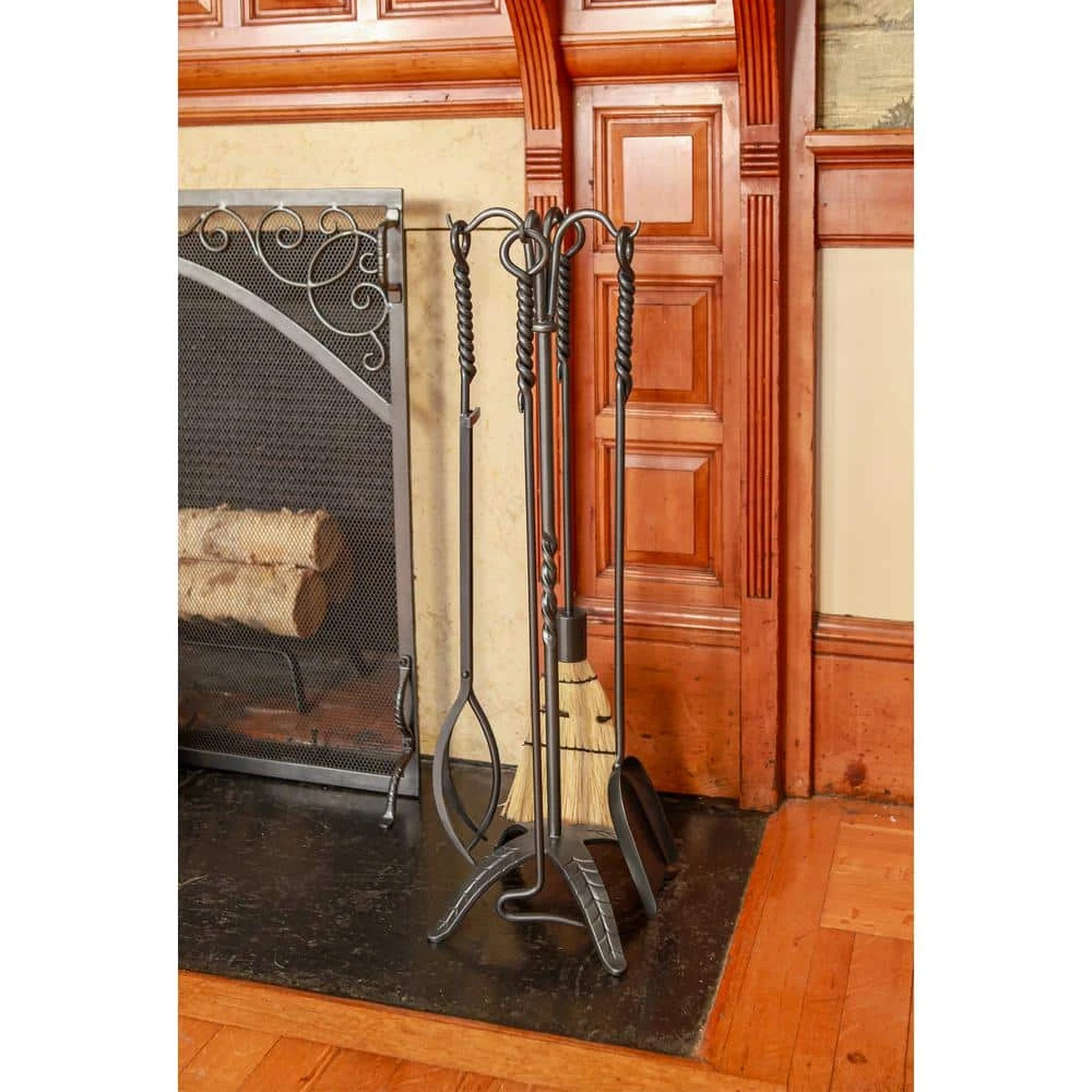 32 In. Tall 5-Piece Graphite Rope Fireplace Tool Set 4 32 In. Tall 5-Piece Graphite Rope Fireplace Tool Set - Image 4