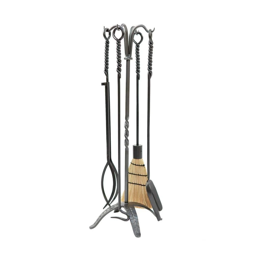 32 In. Tall 5-Piece Graphite Rope Fireplace Tool Set 1 32 In. Tall 5-Piece Graphite Rope Fireplace Tool Set
