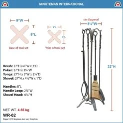 32 In. Tall 5-Piece Graphite Rope Fireplace Tool Set 11 32 In. Tall 5-Piece Graphite Rope Fireplace Tool Set -Fire Place Store achla designs fireplace tools wr 02 fa 1000