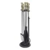 30.25 In. Tall 5-Piece Antique Brass And Black Chelmsford Fireplace Tool Set