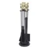 30.25 In. Tall 5-Piece Polished Brass And Black Chelmsford Fireplace Tool Set
