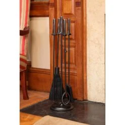 30.25 In. Tall 5-Piece Black And Polished Chrome Contemporary Bedford Fireplace Tool Set -Fire Place Store achla designs fireplace tools wr 48ch fa 1000