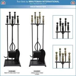 30 In. Tall 5-Piece Black And Antique Brass Westminster Fireplace Tool Set -Fire Place Store achla designs fireplace tools x300951 1f 1000