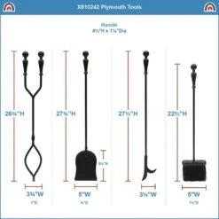 30 In. Tall 5-Pieces Black Plymouth Fireplace Set With Square Base -Fire Place Store achla designs fireplace tools x810242 4f 1000