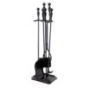 30 In. Tall 5-Pieces Black Plymouth Fireplace Set With Square Base