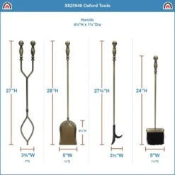 30.5 In. Tall 5-Piece Antique Brass Oxford Fireplace Tool Set -Fire Place Store achla designs fireplace tools x820946 44 1000