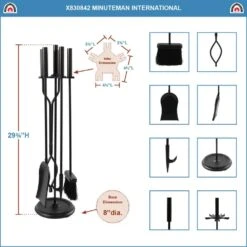 30 In. Tall 5-Piece Black Neoclassic Fireplace Tool Set With Round Base 7 30 In. Tall 5-Piece Black Neoclassic Fireplace Tool Set With Round Base -Fire Place Store achla designs fireplace tools x830842 4f 1000