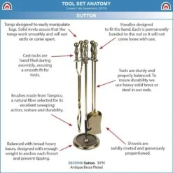 30 In. Tall 5-Piece Antique Brass Sutton Fireplace Tool Set 8 30 In. Tall 5-Piece Antique Brass Sutton Fireplace Tool Set -Fire Place Store achla designs fireplace tools x830946 4f 1000