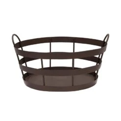 23 In. L Roman Bronze Shaker Log Bin Firewood Rack Basket With Handles