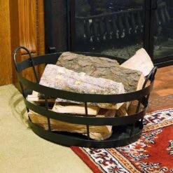 23 In. L Graphite Shaker Log Bin Firewood Rack Basket With Handles 8 23 In. L Graphite Shaker Log Bin Firewood Rack Basket With Handles -Fire Place Store achla designs firewood racks bin 02g 1f 1000