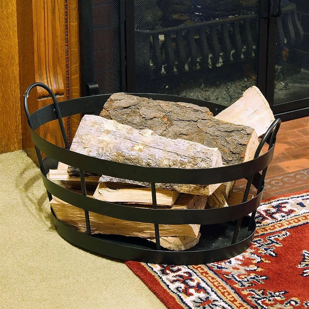 23 In. L Graphite Shaker Log Bin Firewood Rack Basket With Handles 4 23 In. L Graphite Shaker Log Bin Firewood Rack Basket With Handles - Image 4