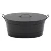 21 In. L Black Versatile Traditional Galvanized Steel Oval Tub With Lid