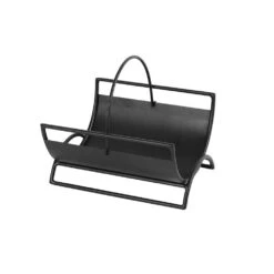 8.5 In. W Black Metropolis Fatwood Firewood Rack With 4 Lbs. Sticks Included -Fire Place Store achla designs firewood racks fwc 14 4f 1000