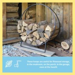 32 In. W Black Medium Iron Firewood Rack Hoop 10 32 In. W Black Medium Iron Firewood Rack Hoop -Fire Place Store achla designs firewood racks hoop 36 44 1000