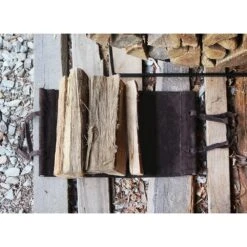 16 In. W Dark Brown Suede Log Carrier With Handles For Firewood Rack -Fire Place Store achla designs firewood racks lcr 06c 4f 1000